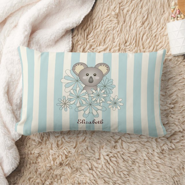 Blue Rand Cute Baby Koala Bear Children's Room Lumbarkudde (Filt)