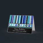 Blue Rand Friend Birthday Kort<br><div class="desc">Födelsedag för vän med blå rand mönster och tankfull vers.</div>