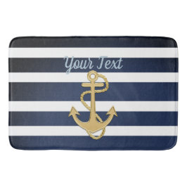 Blue Rand & Guld Anchor Nautical Badrumsmatta