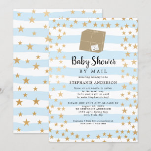 Blue Rand + Guld Star Boy Shower per post Inbjudningar