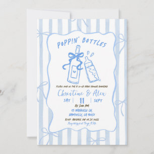 Blue Rand Hand plockade Poppin Flaskor Baby Shower Inbjudningar