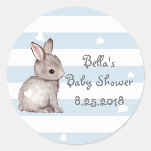Blue Rand Heart Bunny Baby Shower Stickers Runt Klistermärke