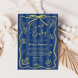 Blue Rand Italienska ThBäste ciao Baby Shower Inbjudningar