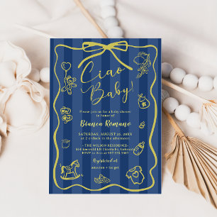 Blue Rand Italienska ThBäste ciao Baby Shower Inbjudningar