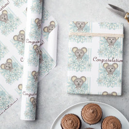 Blue Rand Koala Boy Baby Shower/Barns födelsedag Presentpapper