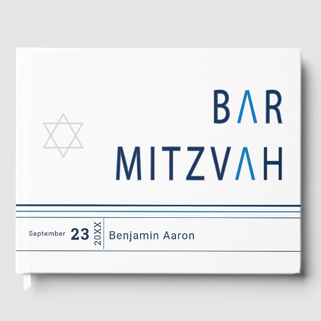 Blue Rand Modern Pub Mitzvah Gästböcker (Framsida)