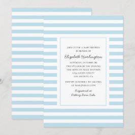 Blue rand. Modern strimlad babydusch Inbjudningar