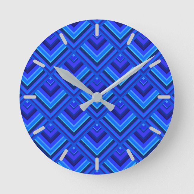 Blue rand  mönster rund klocka (Framsida)