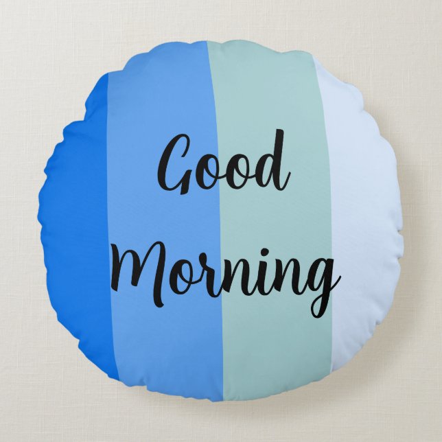 Blue Rand Mönster Rund Kudde (Framsidan)