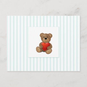 Blue Rand - Nalle med Valentine Heart Helg Vykort