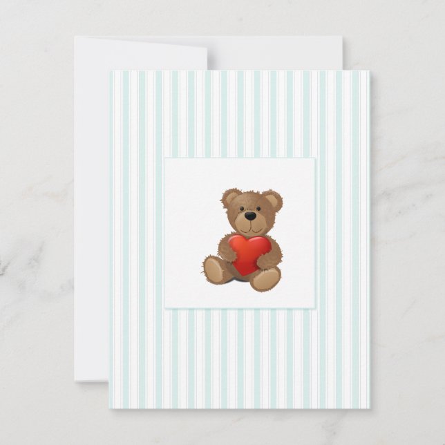 Blue Rand - Nalle med Valentine Heart Julkort (Framsida)