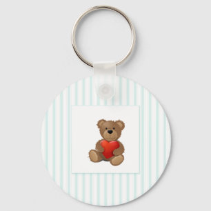 Blue Rand - Nalle med Valentine Heart Nyckelring