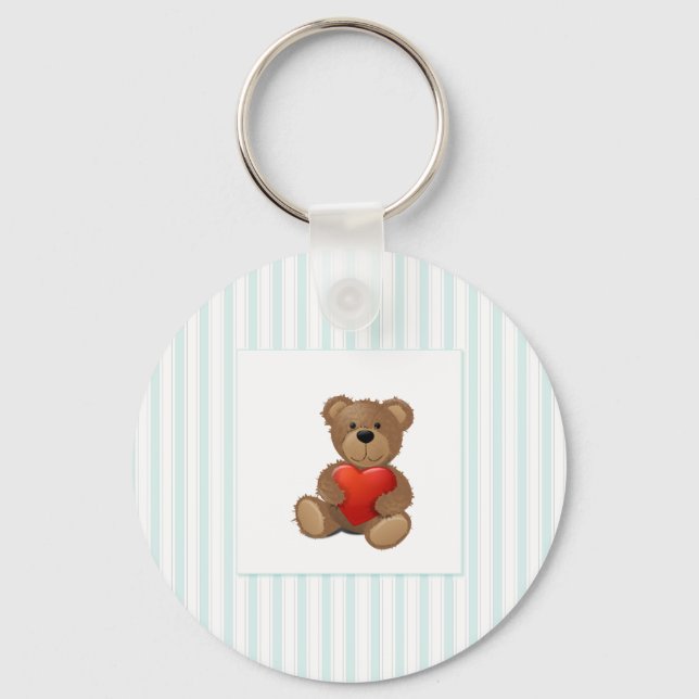 Blue Rand - Nalle med Valentine Heart Nyckelring (Framsida)