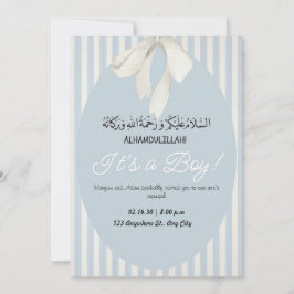 Blue Rand Pojke Announcement Aqiqah Inbjudan