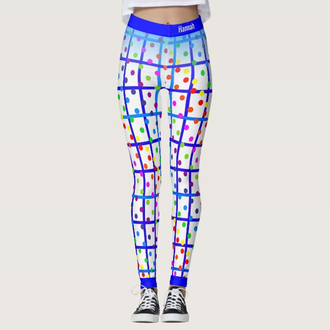 Blue Rand Rainbow Polkadot på din egen Färg Leggings (Framsida)