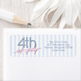 Blue Rand Red Script 4:e juli, sommaren Party Returadress Etikett