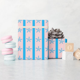 Blue Rand & Starfish Sommar Rosa Seamless Gift Presentpapper