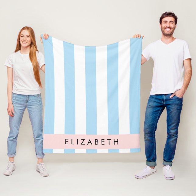 Blue Rand, Stripe Mönster, Linjer, Ditt namn Fleecefilt (På plats)