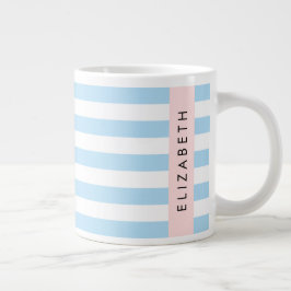 Blue Rand, Stripe Mönster, Linjer, Ditt namn Jumbo Mugg