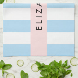 Blue Rand, Stripe Mönster, Linjer, Ditt namn Kökshandduk