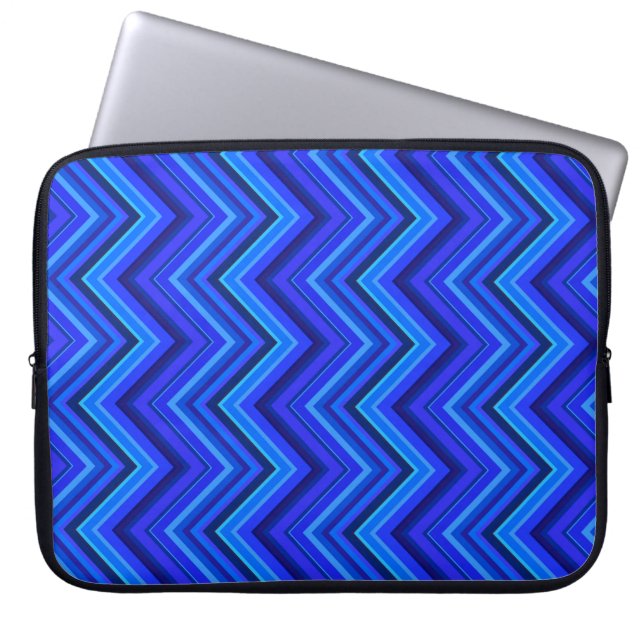 Blue rand zigzag mönster laptop fodral (Framsidan)