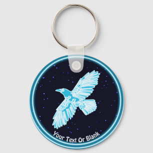 Blue Raven On Stars Nyckelring