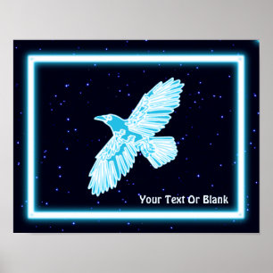 Blue Raven On Stars Poster