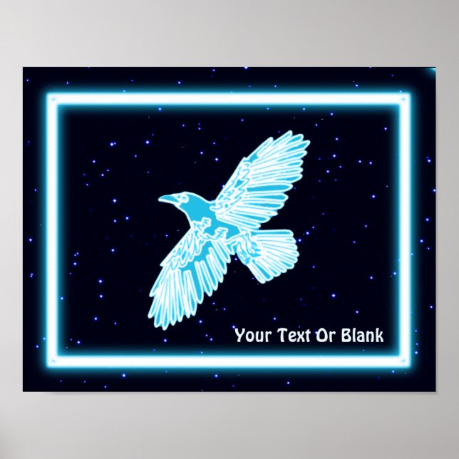 Blue Raven On Stars Poster (Framsidan)