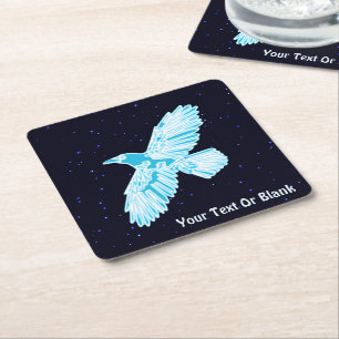 Blue Raven On Stars Underlägg Papper Kvadrat