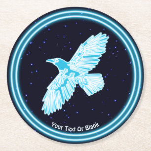 Blue Raven On Stars Underlägg Papper Rund