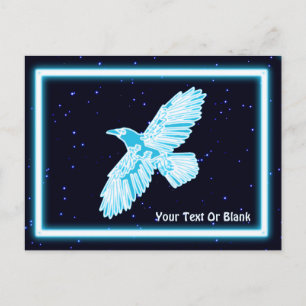 Blue Raven On Stars Vykort