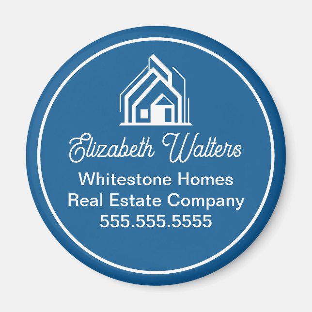 Blue Real Estate Company Elegant Custom Realtor Magnet (Framsidan)