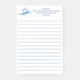 Blue Real Estate Company House Custom Lined Post-it Block
