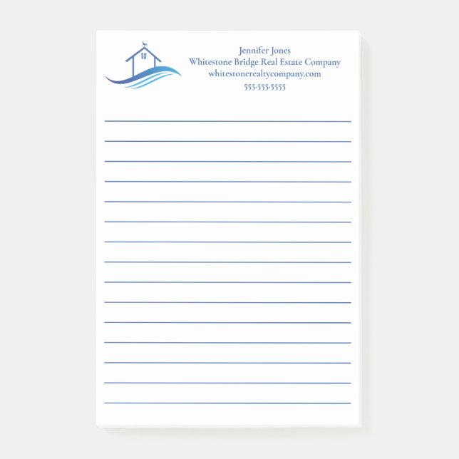 Blue Real Estate Company House Custom Lined Post-it Block (Framsida)