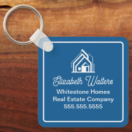 Blue Real Estate Company Personalized Realtor Nyckelring