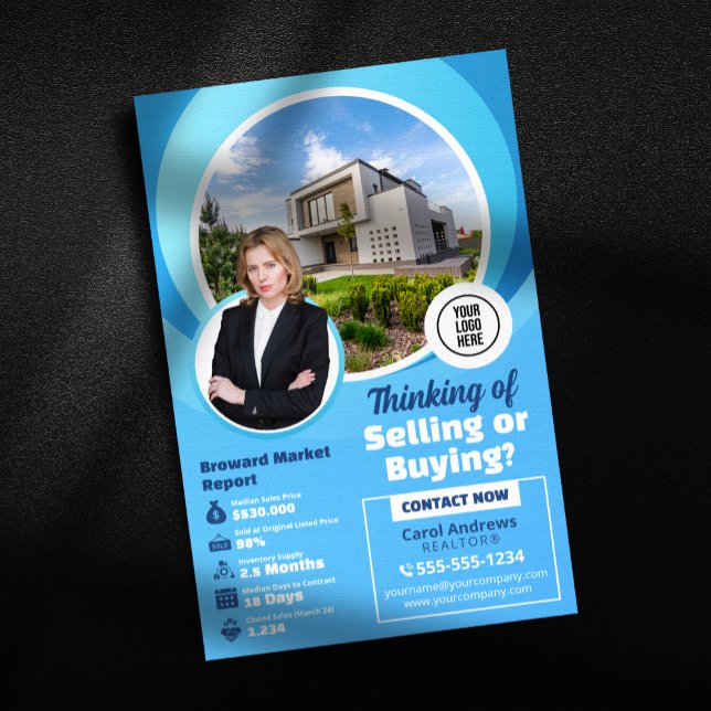 Blue Real Gods Market Report Realtor & Broker Flygblad (Skapare uppladdad)