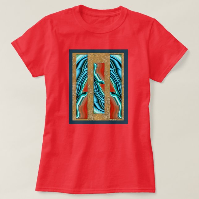 Blue Red Agate Intarsia T Shirt (Design framsida)