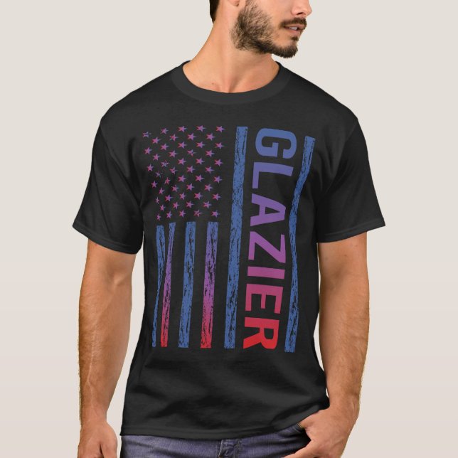 Blue Red American Flagga Glazier T Shirt (Framsida)