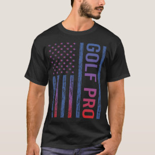 Blue Red American Flagga Golf Pro T Shirt