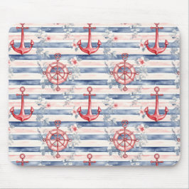 Blue Red Anchors Floral Stripes Beach  Musmatta