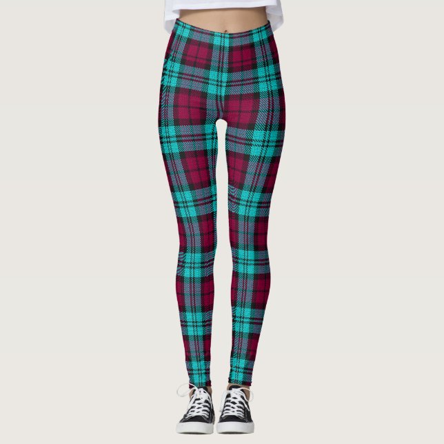 Blue Red Campbell Tartan Blackwatch Play Leggings (Framsida)