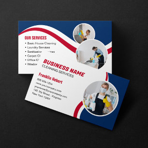 Blue & Red Cleaning Service Städtjänst Hemstädning Visitkort