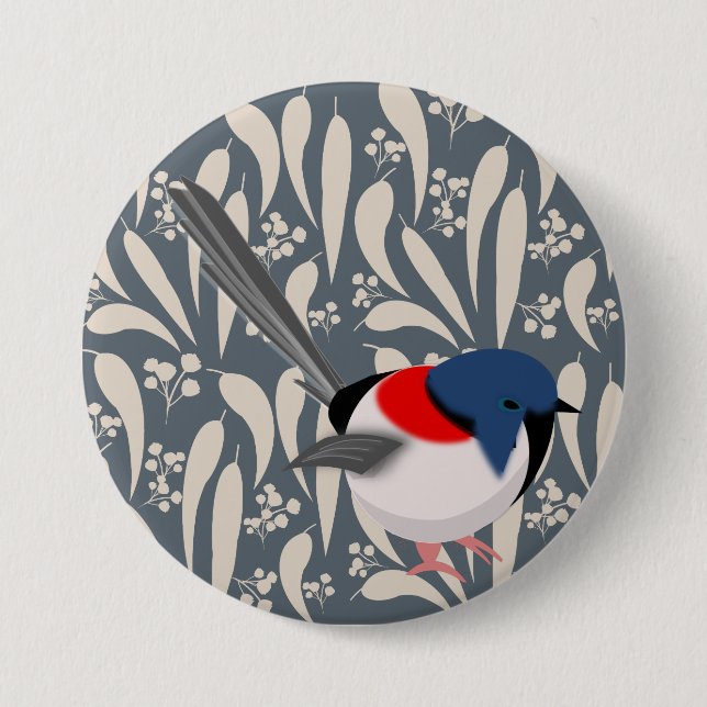 Blue & Red Fairy Wren Knapp (Framsida)