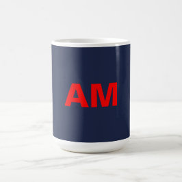 Blue Red Färg Monogram Initial Brev Kaffemugg