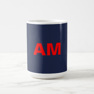 Blue Red Färg Monogram Initial Brev Kaffemugg