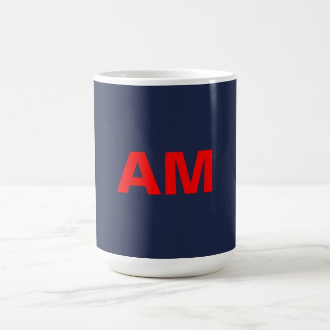 Blue Red Färg Monogram Initial Brev Kaffemugg (Center)