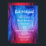 Blue Red Fire and Ice | David Bat mitzvah stjärna Inbjudningar<br><div class="desc">Bat mitzvah inbjudningar till elegant, blått, rött eld och is som lätt kan anpassas med dina egna detaljer. Den vackra vattenfärgsillustrationen visar att man dansar lågorna av röd och blå is med blandningar av lila och violett. Den här personligens Bat mitzvah inbjudan är skapat med ett vitt flamliknande skript plus...</div>