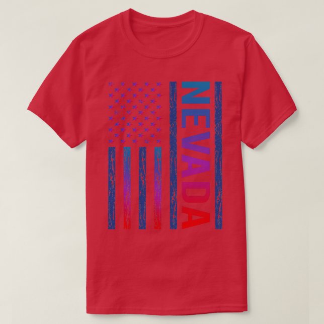 Blue Red Flagga Nevada T Shirt (Design framsida)