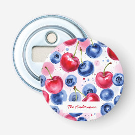 Blue Red Fruit Food Watercolor Berry Cherry Flasköppnare