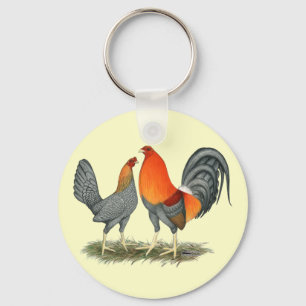 Blue Red Gamefowl Nyckelring
